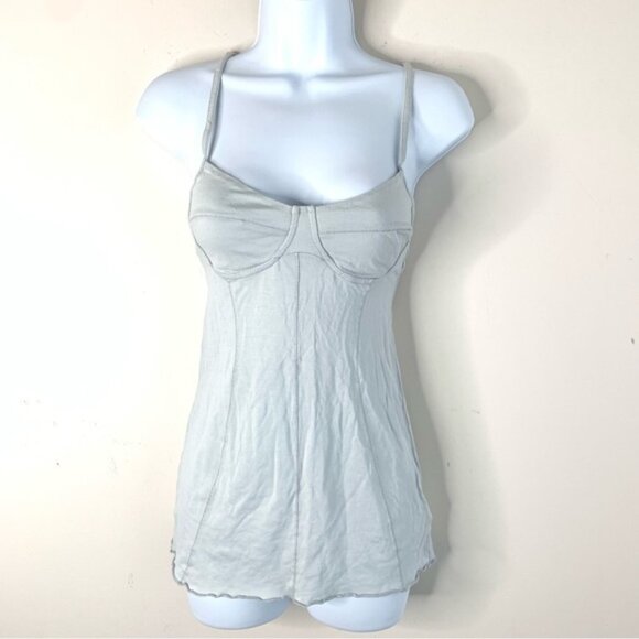 Aritzia Wilfred Bustier Corset Tank Top Pale Blue Gray Cotton Sleeveless Small - Picture 15 of 15